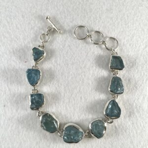 Pulsera de plata con Aguamarina en bruto